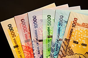 Six Ugandan bank notes
