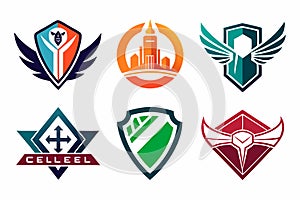 Six vector emblems with dynamic designs