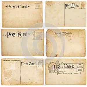 Six Vintage Unstamped Post Cards