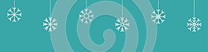 Six white hanging snowflakes. Merry Christmas. Snowflake winter icon set. Dash line. Happy New Year decoration sign symbol. Xmas