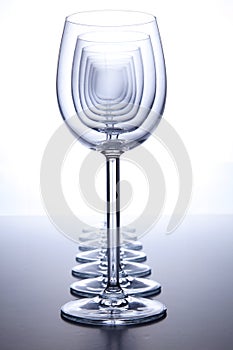 Six wine glasses