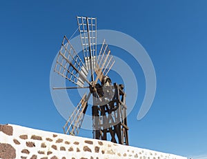 Six wing rectangular female windmill on the Canary Island.