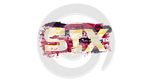 six, word in graffiti style, graphic design and typography