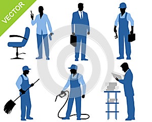 Six workers silhouettes