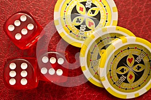 Sixes Dice and Poker Chips