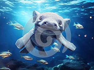 Ai Generated illustration Wildlife Concept of Sixgill Shark Pup photo