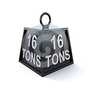 Sixteen 16 tons weight isolated on white background. 3d rendering