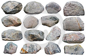 Sixteen big granite stones