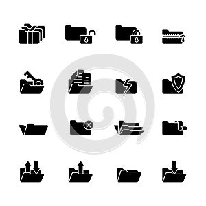 Sixteen black computer icons