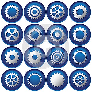 Sixteen Cog Buttons/Icons photo