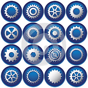 Sixteen Cog Buttons/Icons