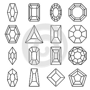 Sixteen jewels line icons set