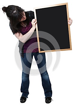 Sixteen Year Old Girl with Blank Chalkboard