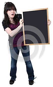 Sixteen Year Old Girl with Blank Chalkboard