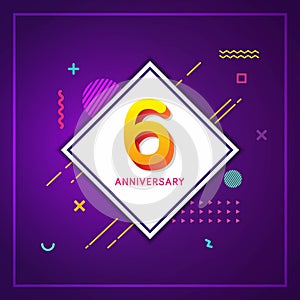 Sixth Anniversary with Geometric Abstract Background Poster
