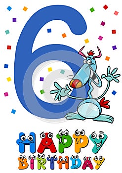 Sixth birthday cartoon card design