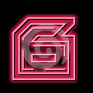 sixth number neon glow icon illustration