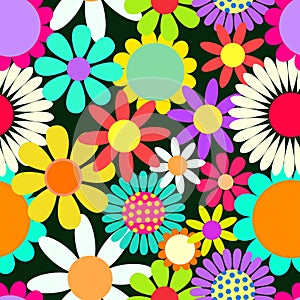 Sixties Daisy Flower Spring Textile Pattern