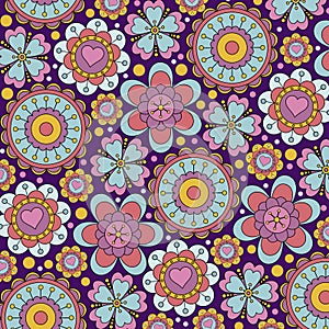 Sixties Flower Power Hippie Floral Funky Boho Pattern