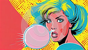 sixties girl witth bubbles retro concept