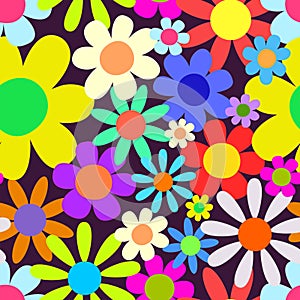 Sixties Retro Country Floral Daisy Field