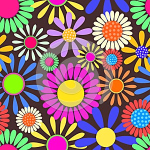 Sixties Retro Daisy Flower Garden Pattern