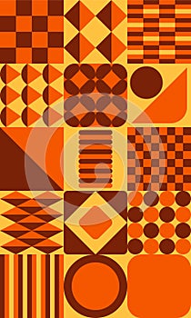 Sixties Seventies Retro Pattern Orange Brown Yellow Vintage Geometric Background