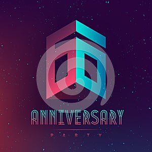 The sixtieth anniversary party. Electronic music fest. Space poster. Background with Abstract gradients. Club party invitation