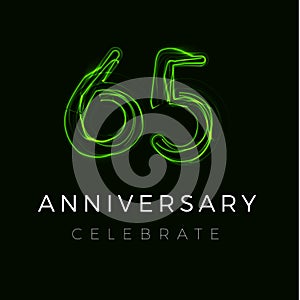 sixty five Anniversary poster for party. 65 years sign. 65th birthday celebrate. Vector illustration