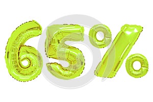 Sixty five percent from balloons lime color
