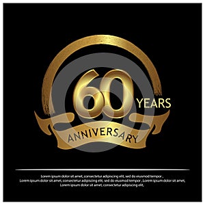 Sixty years anniversary golden. anniversary template design for web, game ,Creative poster, booklet, leaflet, flyer, magazine, inv