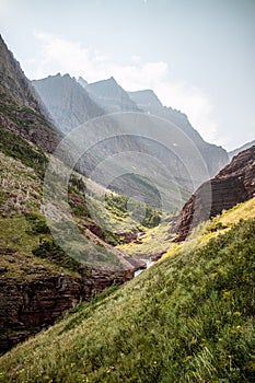 Siyeh pass trail, Glacier national park, Montana, USA. photo