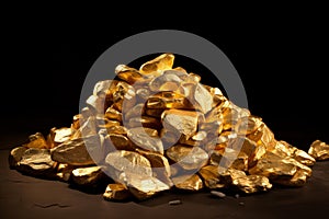 Sizable Pile of gold nuggets. Generate ai
