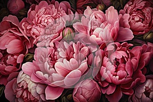 Sizable White peony flowers. Generate Ai