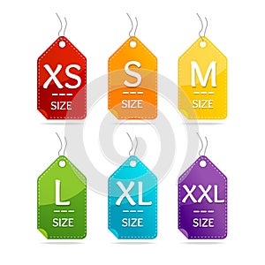 Size Clothing Labels Set. Vector