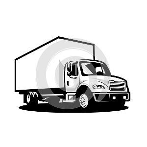 Size Moving truck vector side view monochrome isolated silhouette