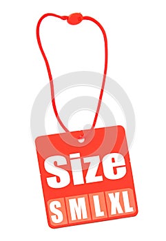 Size Tag isolated on white