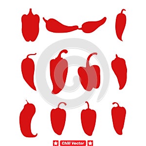 Sizzle & Spice Chili Vector Silhouettes Enhance Your Culinary Visuals