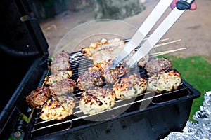 Sizzling burgers and chicken kebabs