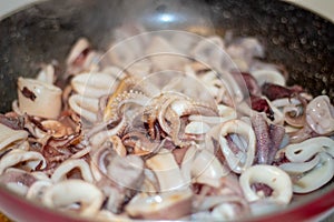 Sizzling Calamari in the Pan Culinary Delight