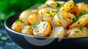 Sizzling Golden Baby Potatoes with Fresh Parsley and Herbs photo