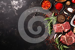 Sizzling Grilling Concept: Meats, Marinades, and Skewers, Top View