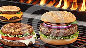 Sizzling Perfection Grill Grates Celebrate National Cheeseburger Day.AI Generated