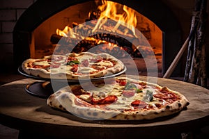 Sizzling Pizza oven food. Generate Ai