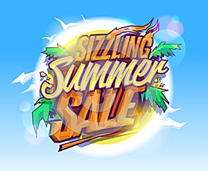 Sizzling summer sale, hot tropical design photo