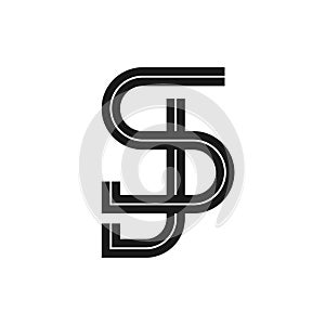 SJ Letter bold style logo template.