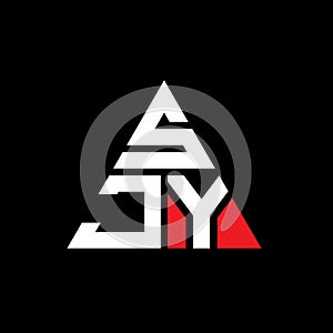 SJY triangle letter logo design with triangle shape. SJY triangle logo design monogram. SJY triangle vector logo template with red