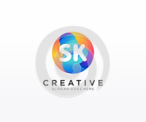 SK initial logo With Colorful Circle template vector