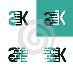 SK letters logo with accent speed in light green and dark green