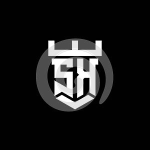 SK Logo Letter Castle Shape Style